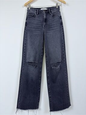 Hidden Jeans Los Angeles High Rise Wide Leg Distressed Gray Jeans Size 26